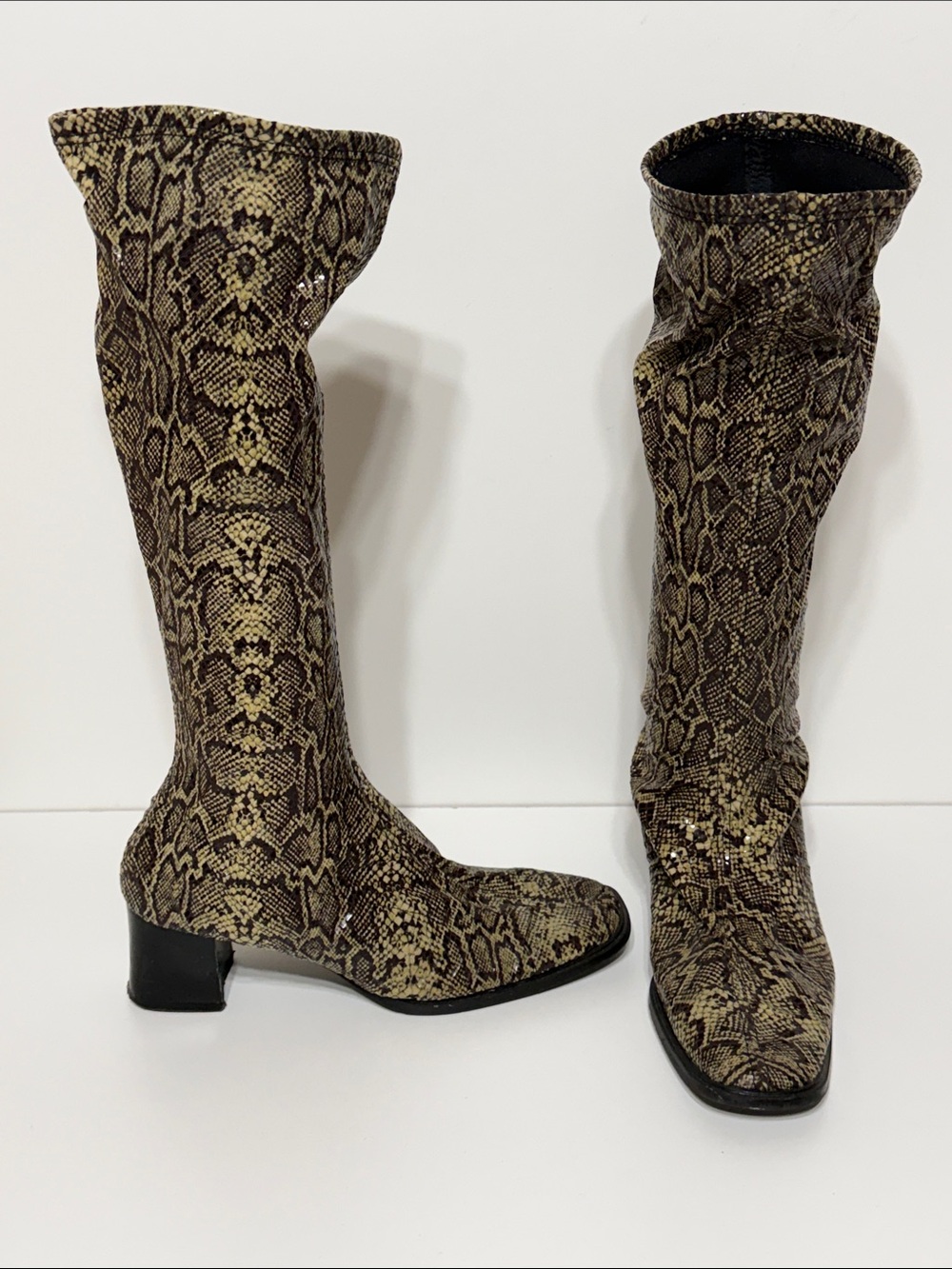 Vintage 90’s France Mode Boutique Snake Print Stretch Boots